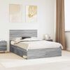vidaXL Bed Frame Grey Sonoma 140 x 190 cm Solid Pine Wood