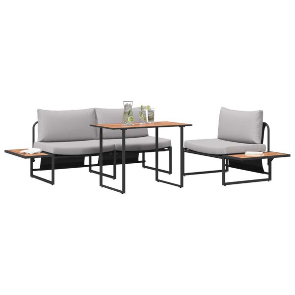 vidaXL Garden Dining Set 3 pcs Light grey Steel