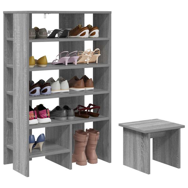 vidaXL Shoe Cabinet with Shelf 2 pcs Grey Sonoma Engineered Wood