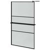 vidaXL Walk-in Shower Wall with Shelf Black 115x195 cm ESG Glass&Aluminium