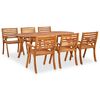 vidaXL 7 Piece Garden Dining Set 201x100 cm Solid Acacia Wood