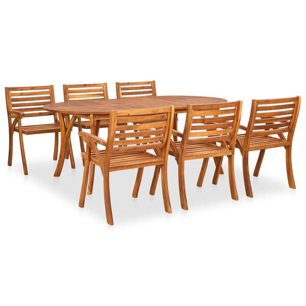 vidaXL 7 Piece Garden Dining Set 201x100 cm Solid Acacia Wood