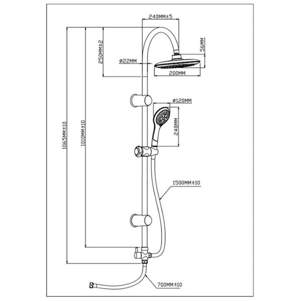 SCH&Uuml;TTE Overhead Shower Set TENERIFFA Chrome-White