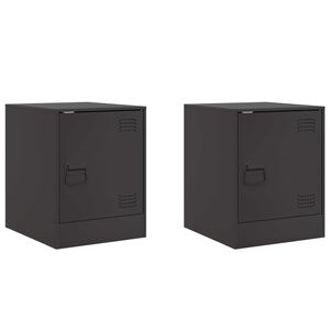 vidaXL Bedside Cabinets 2pcs Black 34,5x39x44 cm Steel