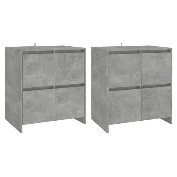 vidaXL Sideboards 2 pcs Concrete Grey 70x41x75 cm Engineered Wood