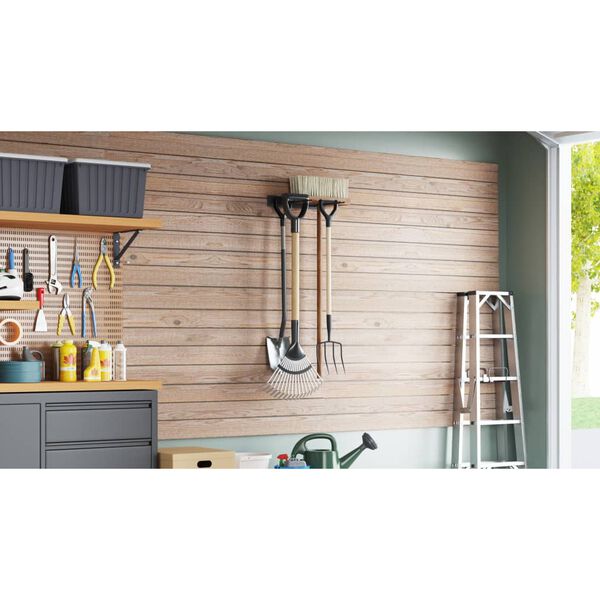 vidaXL Garden Tool Storage Rack Wall Mounted Black Steel