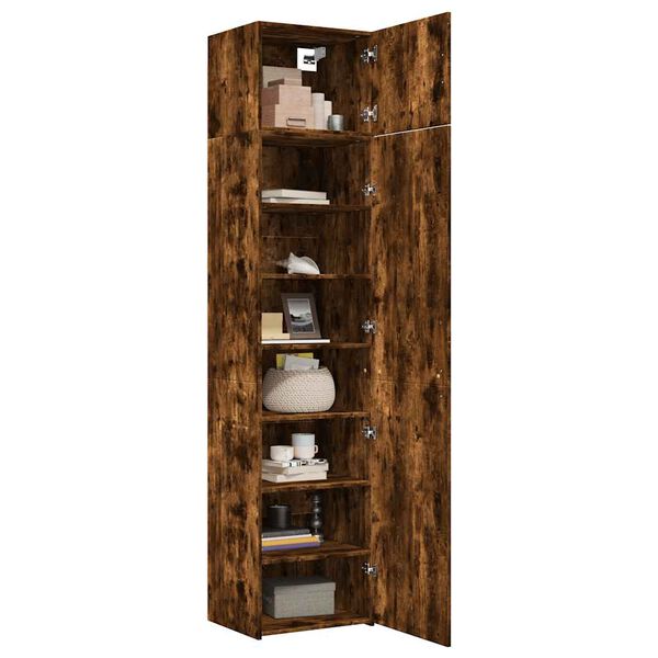 vidaXL Slim Storage Cabinet Smoked Oak 50x42.5x225 cm Engineered Wood