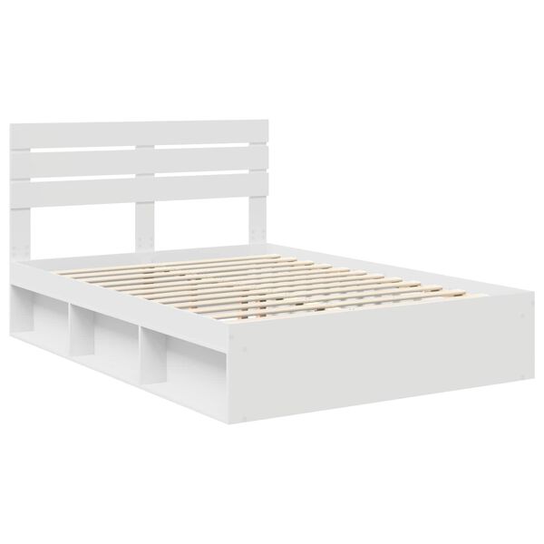 vidaXL Bed Frame with Headboard White 160 x 200 cm Solid Pine Wood