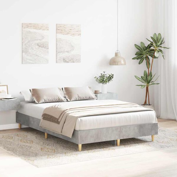 vidaXL Bed Frame No Mattress Concrete Grey 135x190 cm Double Engineered Wood