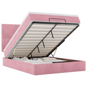 vidaXL Ottoman Bed with Mattresses Pink 140x190cm Velvet