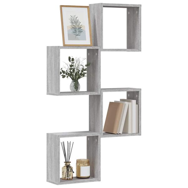 vidaXL Wall Cube Shelves 4 pcs Grey Sonoma 30x15x30 cm