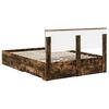 vidaXL Bed Frame with Drawer Smoked Oak 140 x 190 cm Engineered Wood