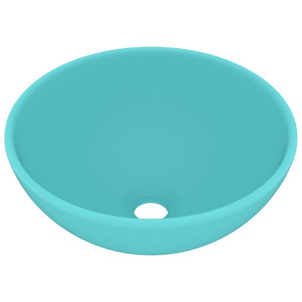 vidaXL Luxury Bathroom Basin Round Matt Light Green 32.5x14 cm Ceramic
