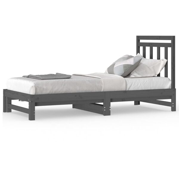 vidaXL Pull-out Day Bed without Mattress Grey 2x(90x200) cm