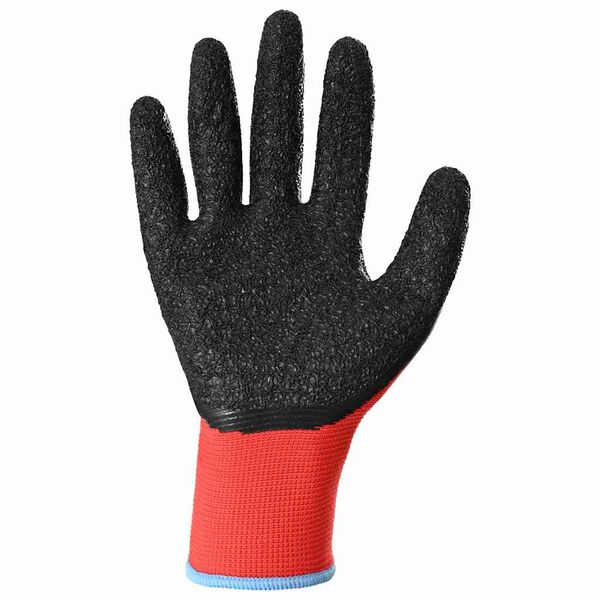 vidaXL Work Gloves 12 pcs Red and Black 9 / L Latex Coating