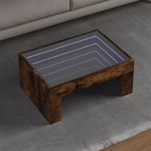 vidaXL Coffee Table with Infinity LED Smoked Oak 70x50x30 cm