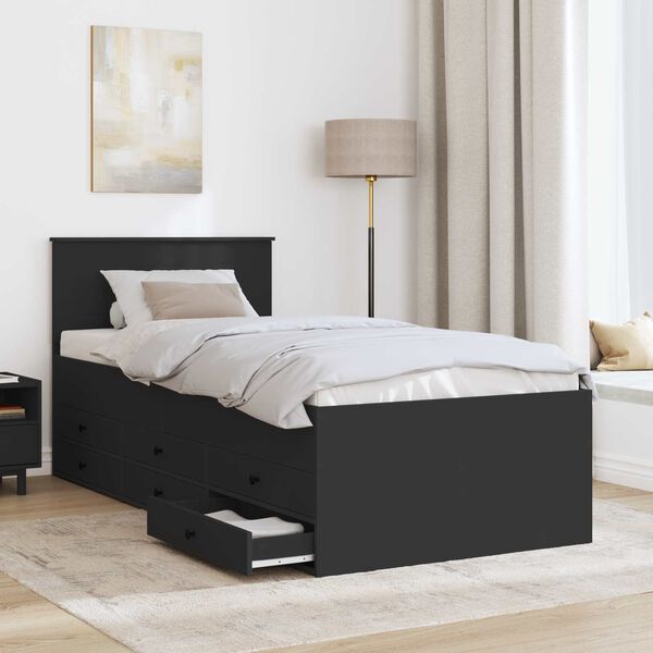vidaXL Daybed with Drawer Manual Black 75 x 190 cm Engineered Wood