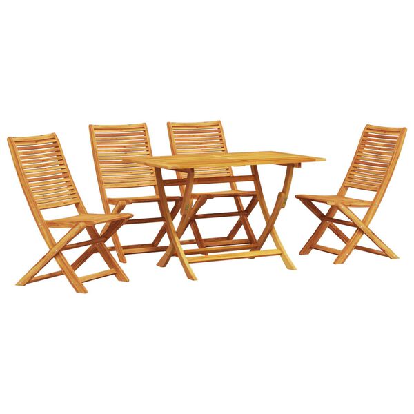 vidaXL Garden Dining Set Folding 5 pcs Brown Solid acacia wood