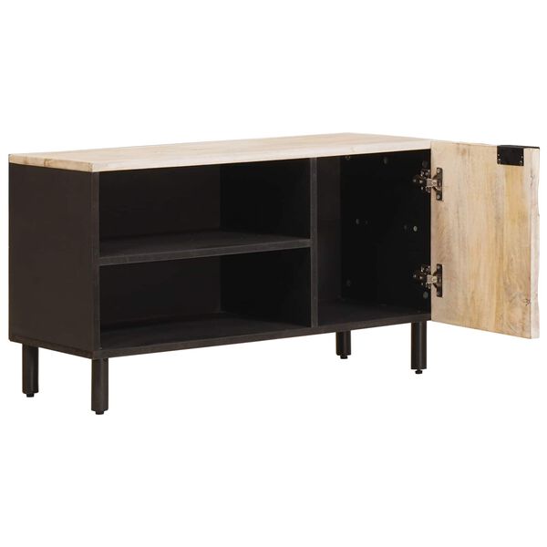 vidaXL TV Cabinet White Wash Finish 80 x 33 x 46 cm Solid Mango Wood