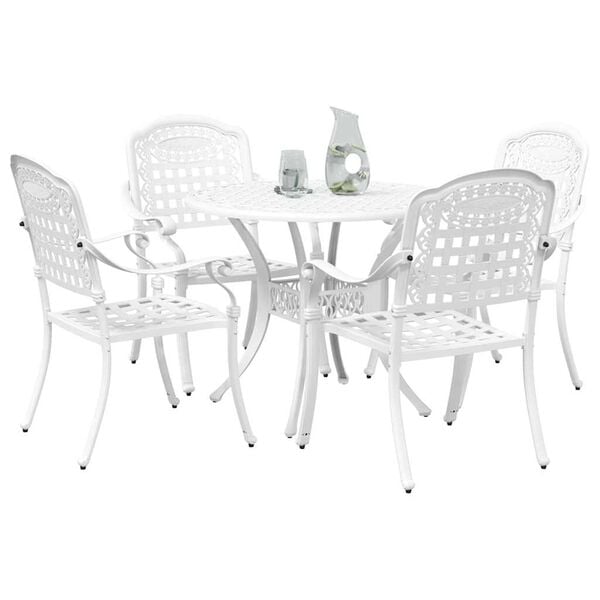 vidaXL Garden Dining Set 5 pcs White Aluminium