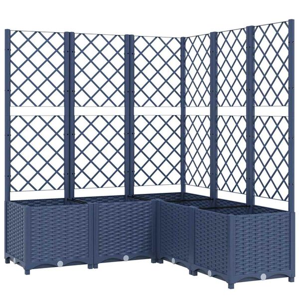 vidaXL Garden Planter with Trellis Blue Grey 120x120x136 cm PP