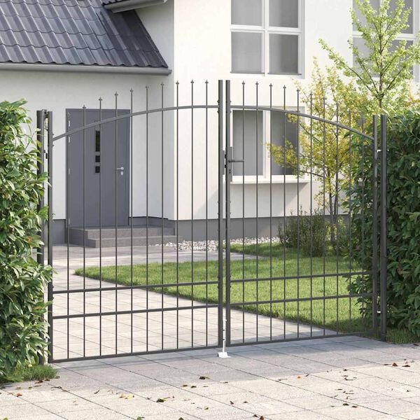 vidaXL Garden Gate with Lock Grey 200 x 300 cm Steel