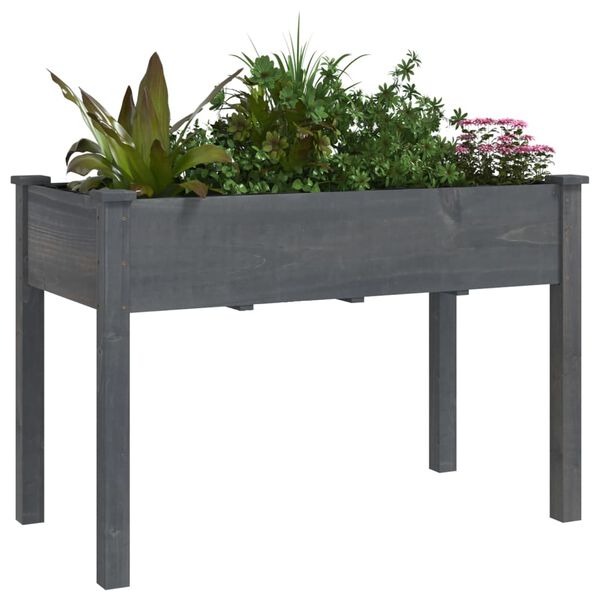 vidaXL Planter with Liner Grey 118x59x76 cm Solid Wood Fir