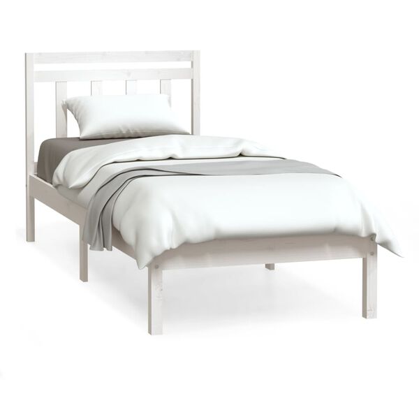 vidaXL Bed Frame without Mattress White Single Solid Wood