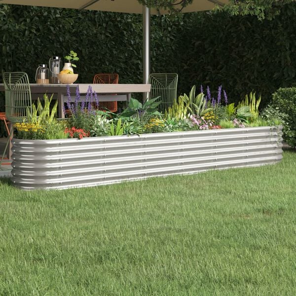 vidaXL Garden Raised Bed Galvanised Steel 260x40x36 cm Silver