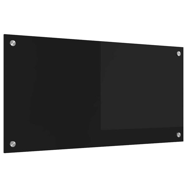 vidaXL Kitchen Backsplash Black 80 x 40 cm Tempered Glass