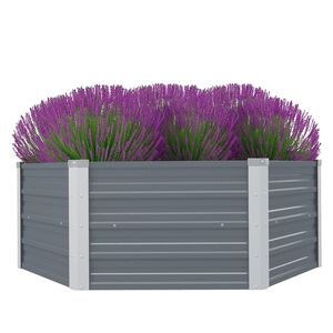 vidaXL Raised Garden Bed 129x129x45 cm Galvanised Steel Grey