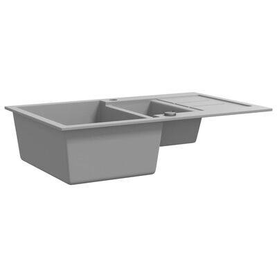vidaXL Granite Kitchen Sink Double Basin Grey