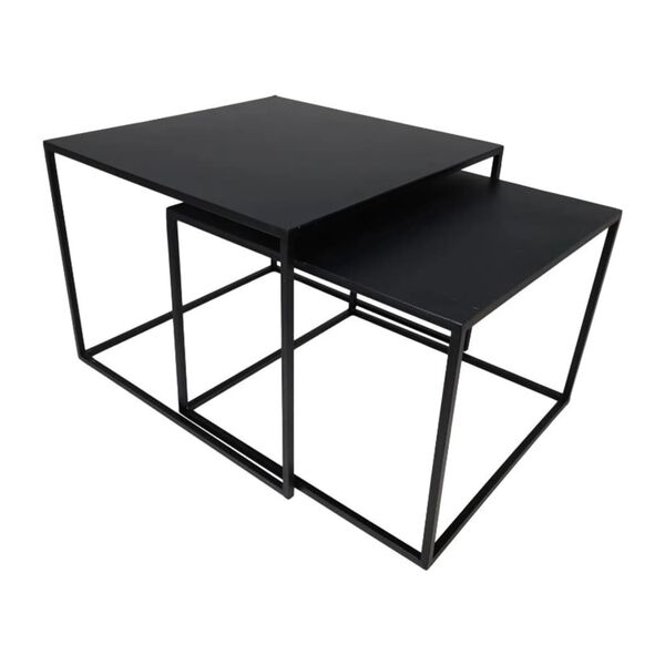 HSM Collection 2 Piece Coffee Table Set Square Black