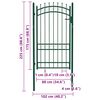 vidaXL Fence Gate with Spikes Steel 103x134.5 cm Green