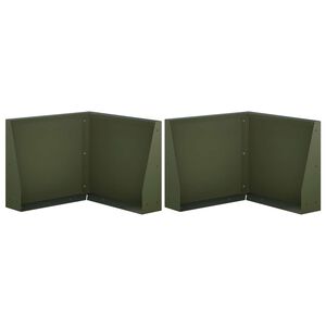 vidaXL Retaining Wall 2 pcs 50 x 50 x 30 cm Steel Olive Green