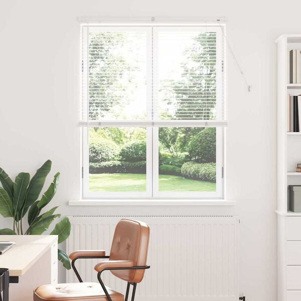 vidaXL Window Blind with Curtains Manual White Aluminium