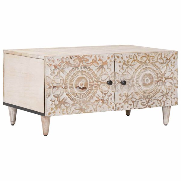 vidaXL Coffee Table White 80 x 50 x 40 cm Solid Mango Wood