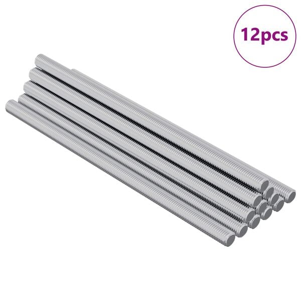 vidaXL Threaded Rod 12 pcs Silver 6 x 120 mm Steel