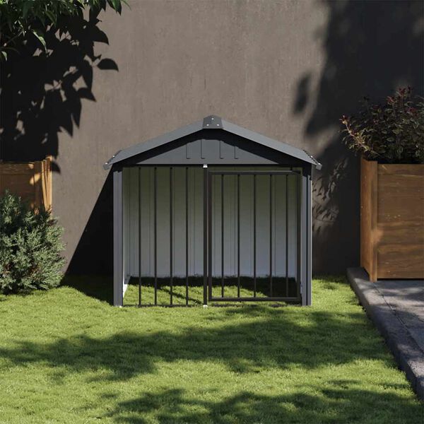 vidaXL Dog House with Roof Black 117x103x102 cm Galvanised Steel