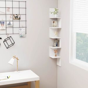 vidaXL Wall Corner Shelf White 20x20x127,5 cm Engineered Wood