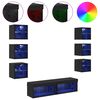 vidaXL TV Cabinet with LED Strip Lights 8 pcs Black Oak Glass
