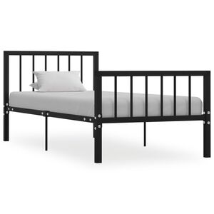 vidaXL Bed Frame without Mattress Black Metal 90x200 cm