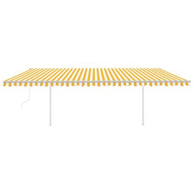 vidaXL Automatic Retractable Awning with Posts 6x3 m Yellow&White