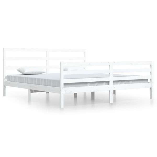 vidaXL Bed Frame without Mattress White Solid Wood Pine 200x200 cm
