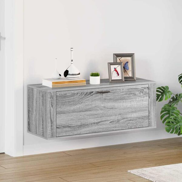 vidaXL Wall Shoe Cabinet Grey Sonoma 100x35x38 cm Engineered Wood