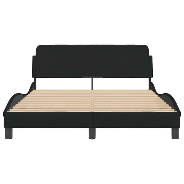 vidaXL Bed Frame "Dover" Black 135x190 cm Double Fabric