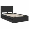 vidaXL Bed Frame with Headboard Black 120 x 190 cm Solid Pine Wood