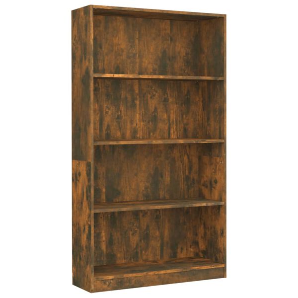 vidaXL 4-Tier Book Cabinet Smoked Oak 80x24x142 cm Engineered Wood
