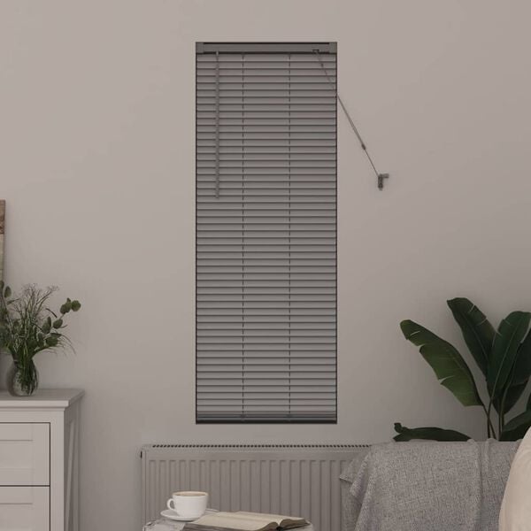 vidaXL Window Blind with Curtains Manual Silver Aluminium