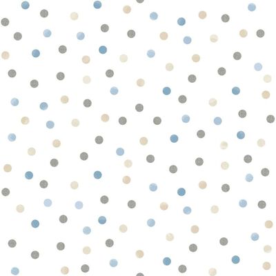 Noordwand Wallpaper Mondo baby Confetti Dots White, Blue, Grey and Beige